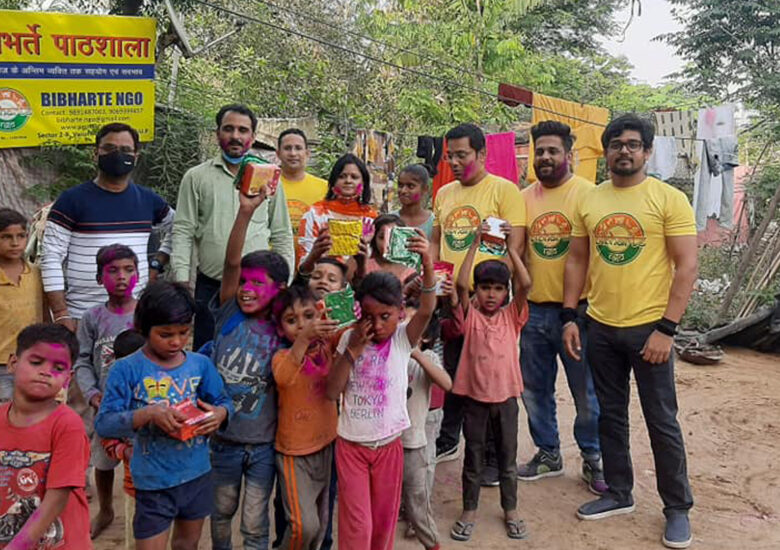 Holi Colours and Sweet Distribution